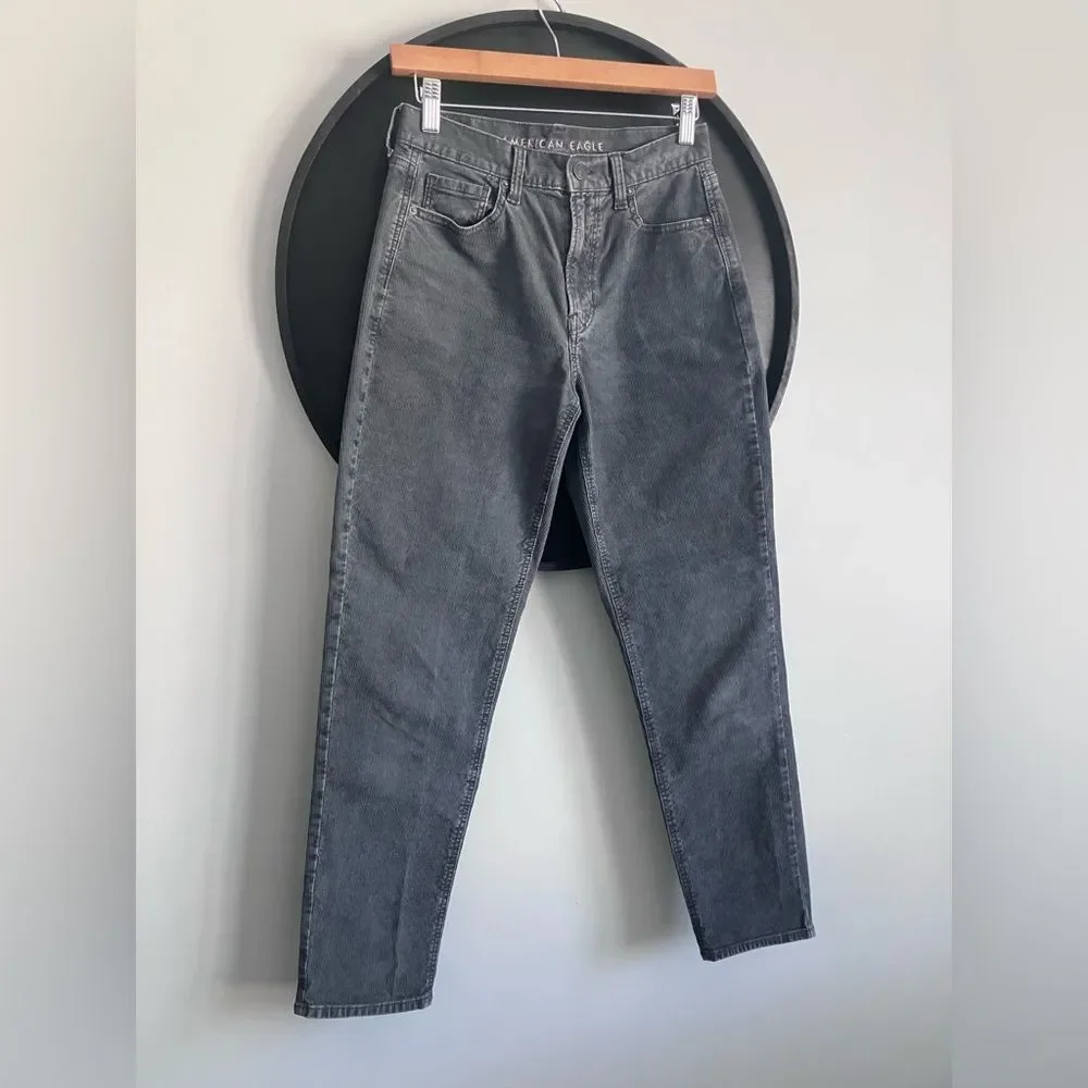 AMERICAN EAGLE Grey Corduroy High Rise Pants Size 0 - Picture 2 of 14